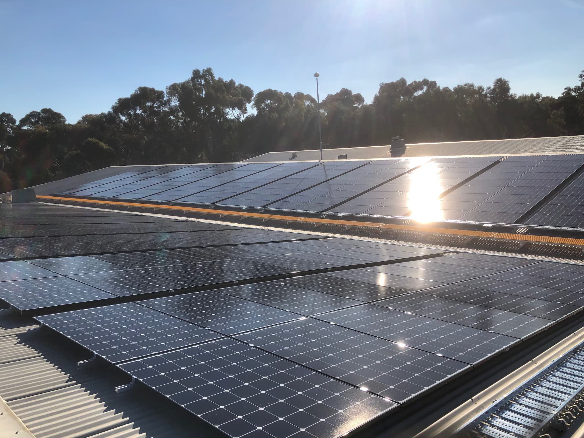 Solar panel installation on residential roof